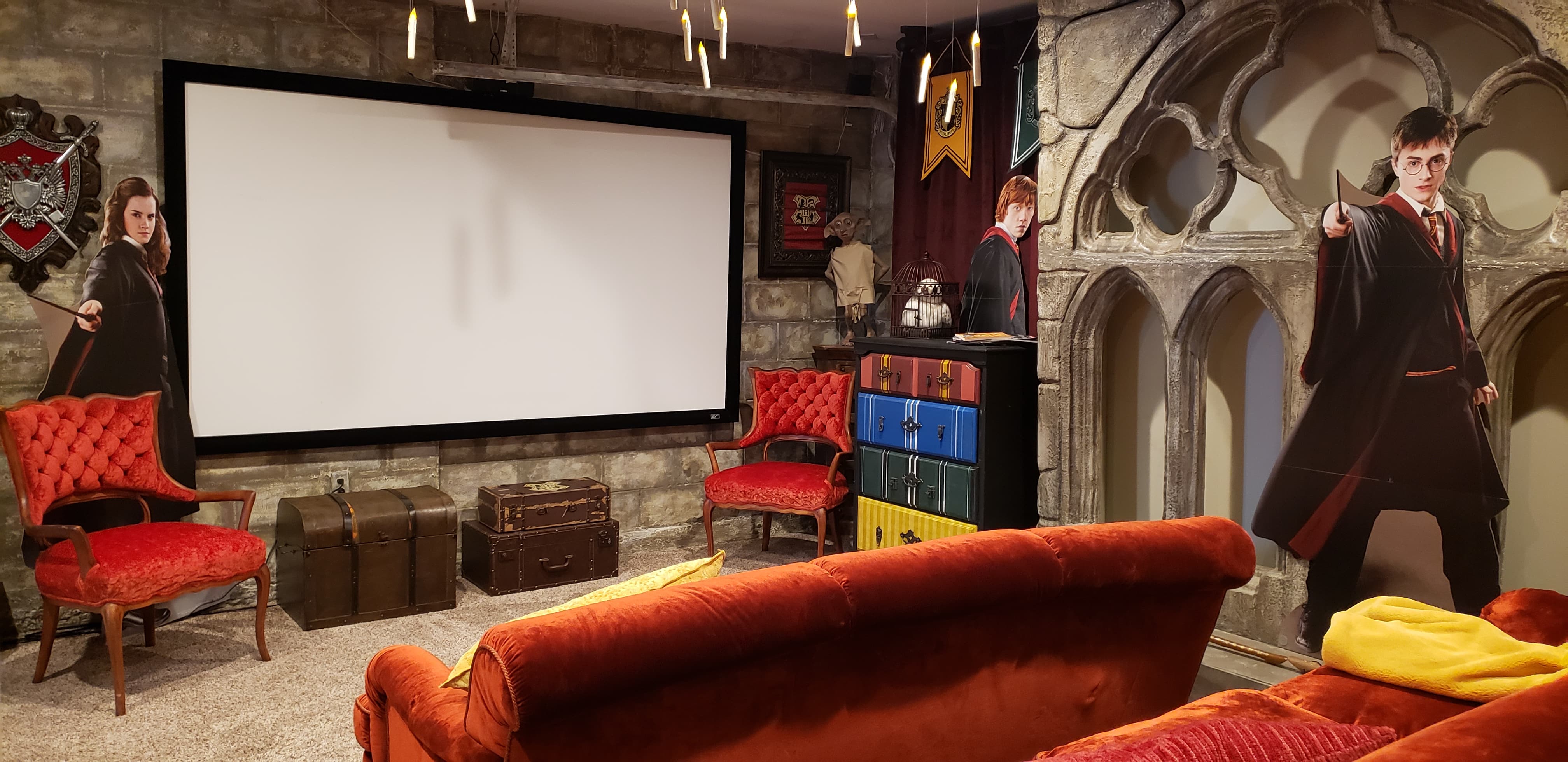 Lounge with a 3D movie, game with the family, or grab a robe and wand to play inside the Gryffindor Commons Room!