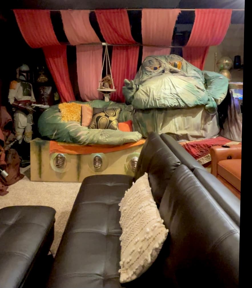 Jabba the Hutt himself is hosting this movie party!  Life-sized characters including C-3PO, Boba Fett, Chewy, and Leia in her bounty hunter disguise.