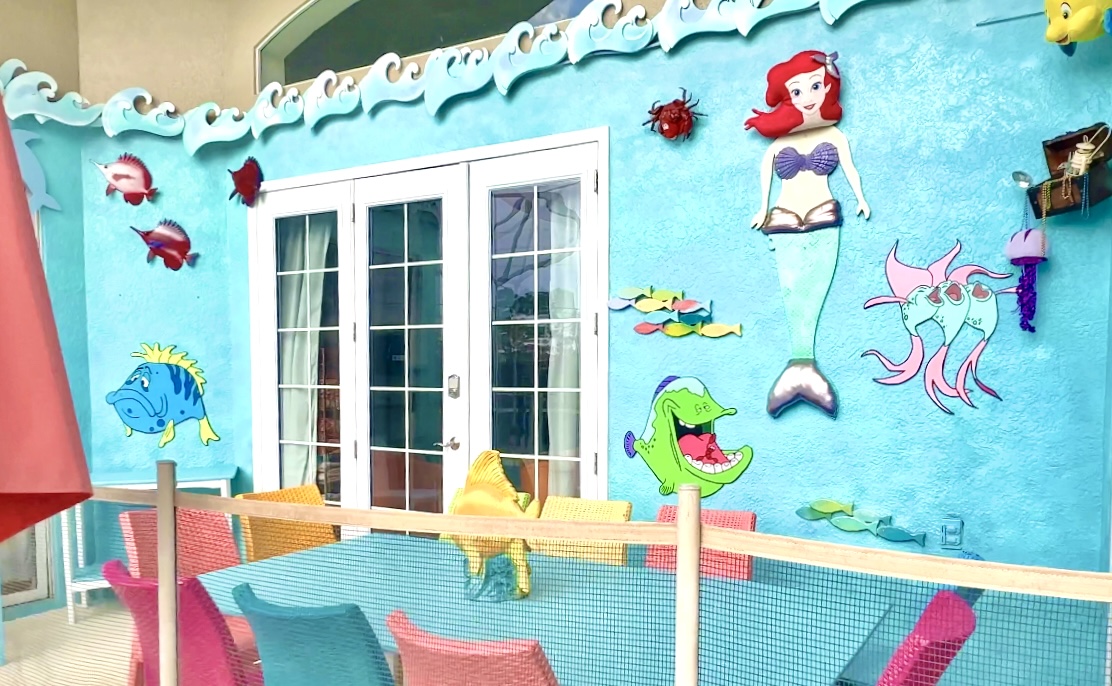 Dine poolside 'Under the Sea' with Mermaid and friends!  Seats up to 12 guests.  Gated safety fence helps prevent young children from accessing the pool without supervision.